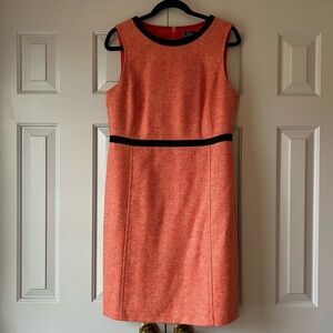 Boden Heritage Tweed Wool Coral + Navy Dress